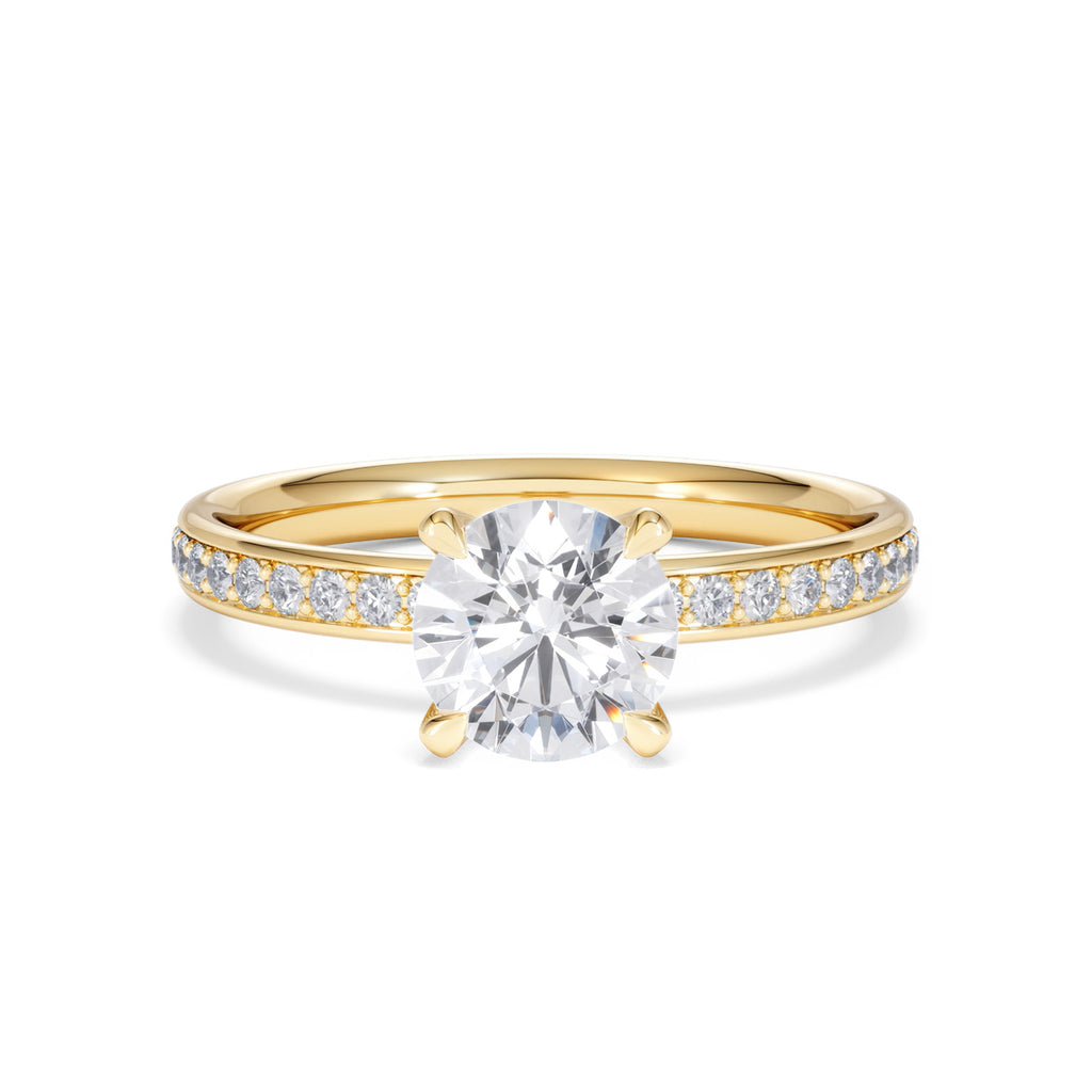 Origin 1.25ct Round Cut Lab Diamond Solitaire Engagement Ring with Side Stones in 18K Yellow Gold