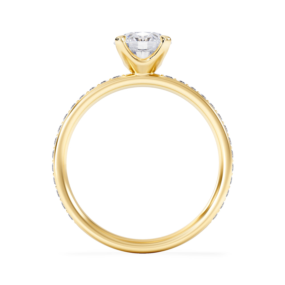 Origin 1.25ct Round Cut Lab Diamond Solitaire Engagement Ring with Side Stones in 18K Yellow Gold