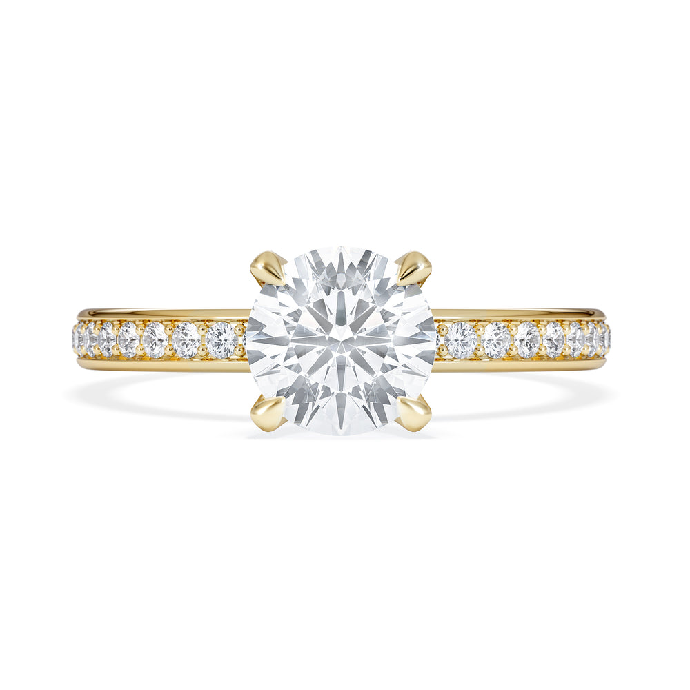 Origin 1.25ct Round Cut Lab Diamond Solitaire Engagement Ring with Side Stones in 18K Yellow Gold