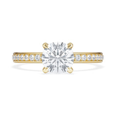 Origin 1.25ct Round Cut Lab Diamond Solitaire Engagement Ring with Side Stones in 18K Yellow Gold