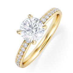 Origin 1.25ct Round Cut Lab Diamond Solitaire Engagement Ring with Side Stones in 18K Yellow Gold