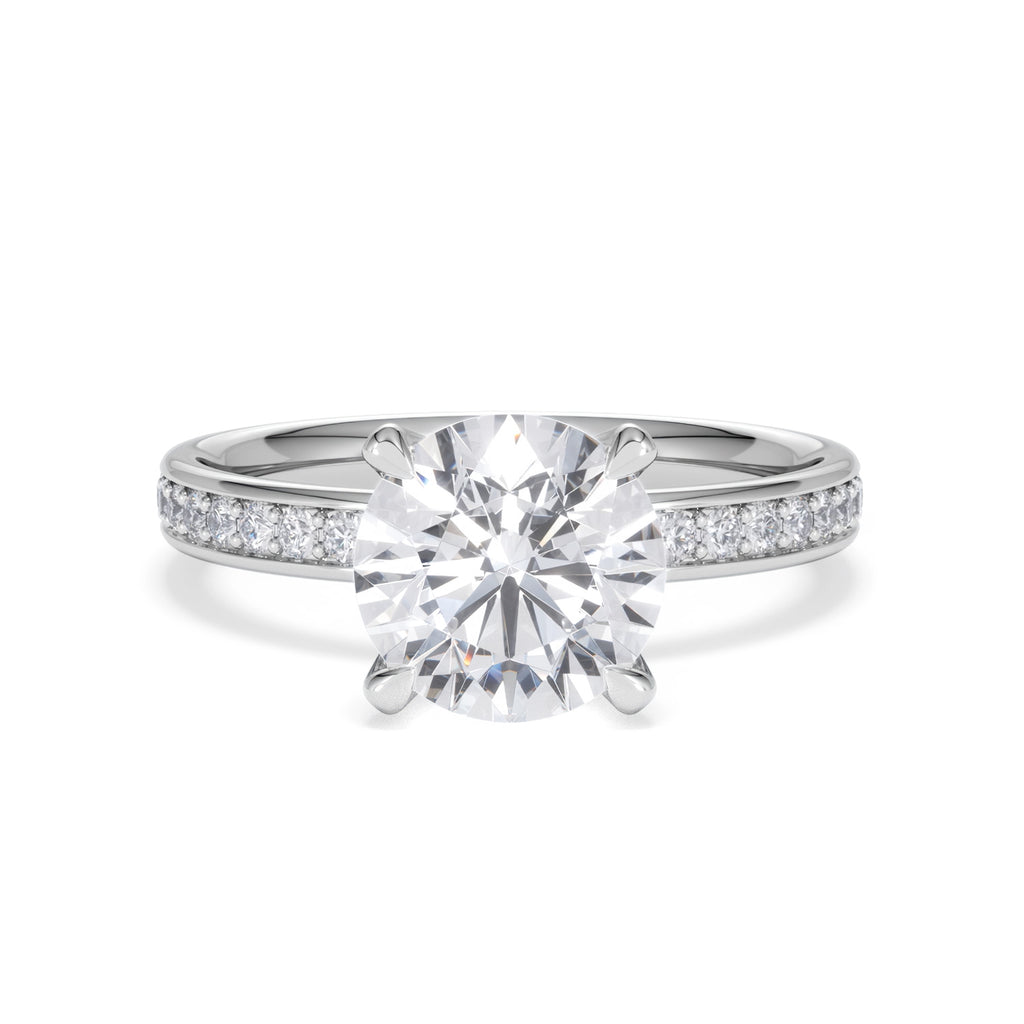 Origin 2.25ct Round Cut Lab Diamond Solitaire Engagement Ring with Side Stones in Platinum