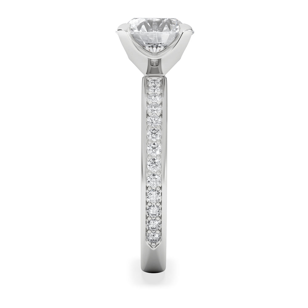 Origin 2.25ct Round Cut Lab Diamond Solitaire Engagement Ring with Side Stones in 18K White Gold