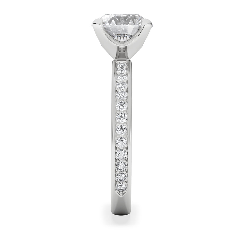 Origin 2.25ct Round Cut Lab Diamond Solitaire Engagement Ring with Side Stones in 18K White Gold