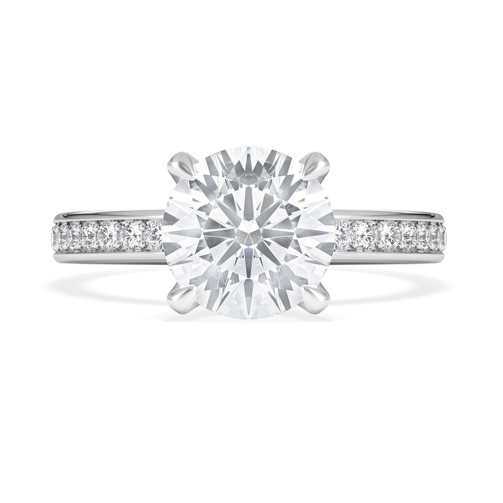 Origin 2.25ct Round Cut Lab Diamond Solitaire Engagement Ring with Side Stones in 18K White Gold