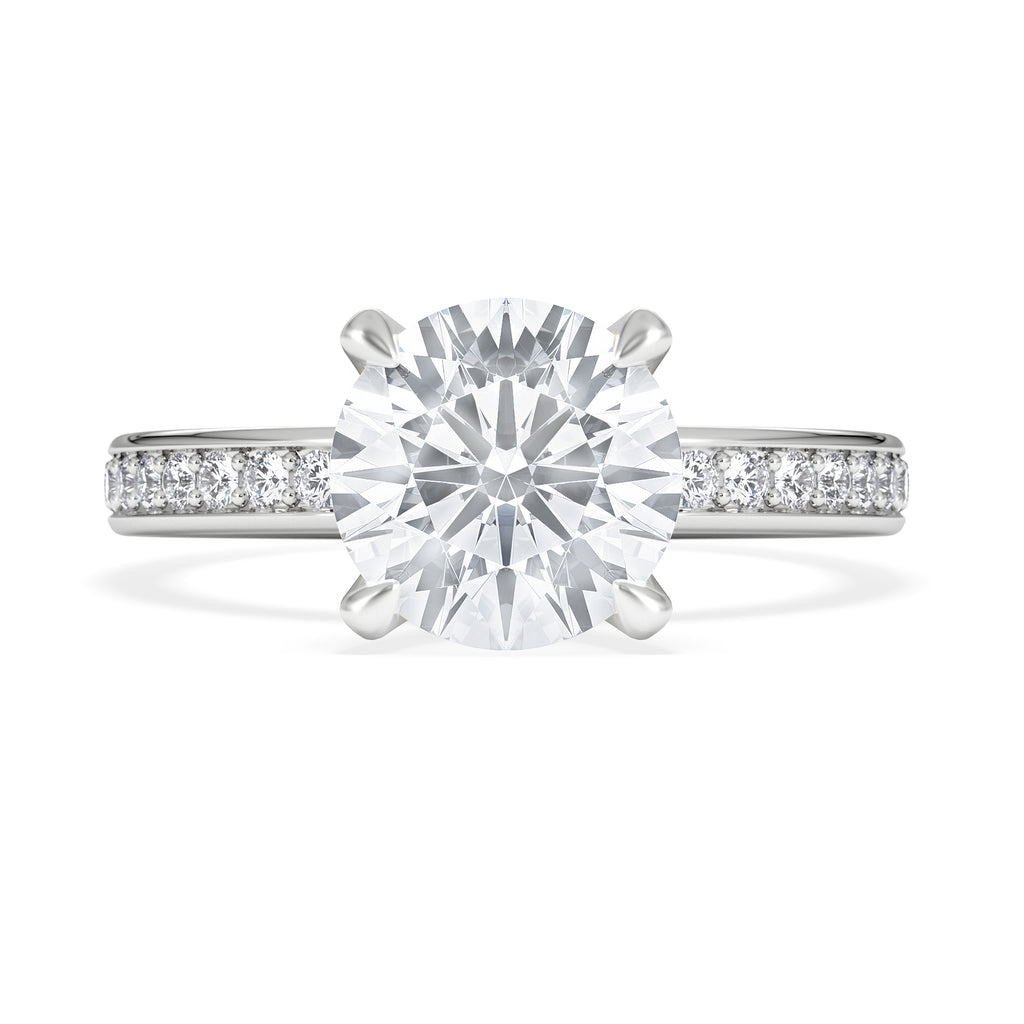 Origin 2.25ct Round Cut Lab Diamond Solitaire Engagement Ring with Side Stones in 18K White Gold