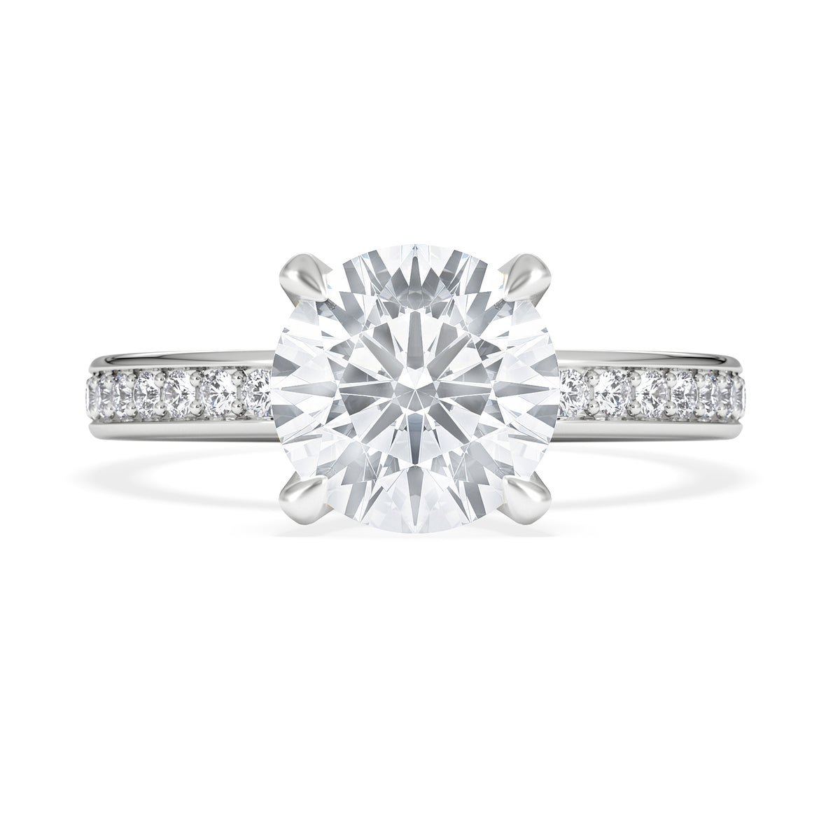 Origin 2.25ct Round Cut Lab Diamond Solitaire Engagement Ring with Side Stones in Platinum