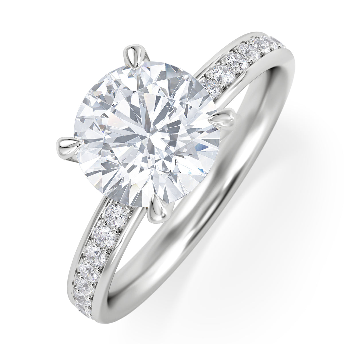 Origin 2.25ct Round Cut Lab Diamond Solitaire Engagement Ring with Side Stones in Platinum