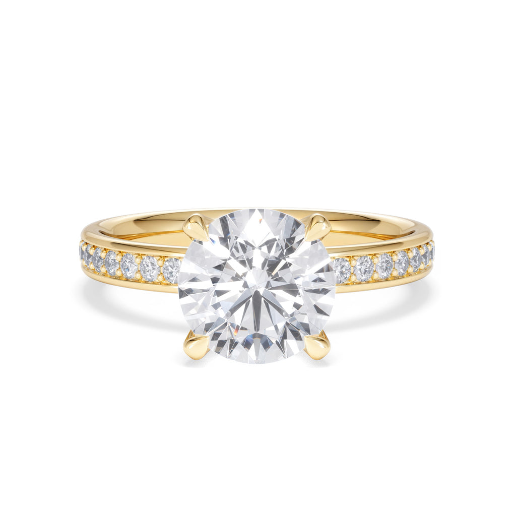 Origin 2.25ct Round Cut Lab Diamond Solitaire Engagement Ring with Side Stones in 18K Yellow Gold