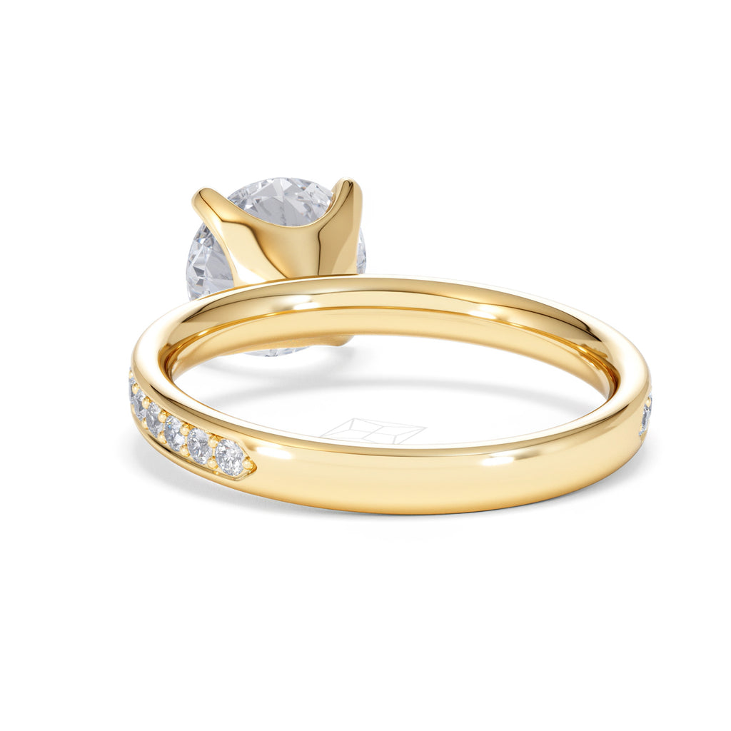 Origin 2.25ct Round Cut Lab Diamond Solitaire Engagement Ring with Side Stones in 18K Yellow Gold