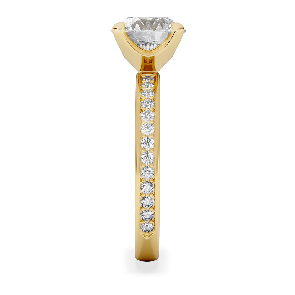 Origin 2.25ct Round Cut Lab Diamond Solitaire Engagement Ring with Side Stones in 18K Yellow Gold