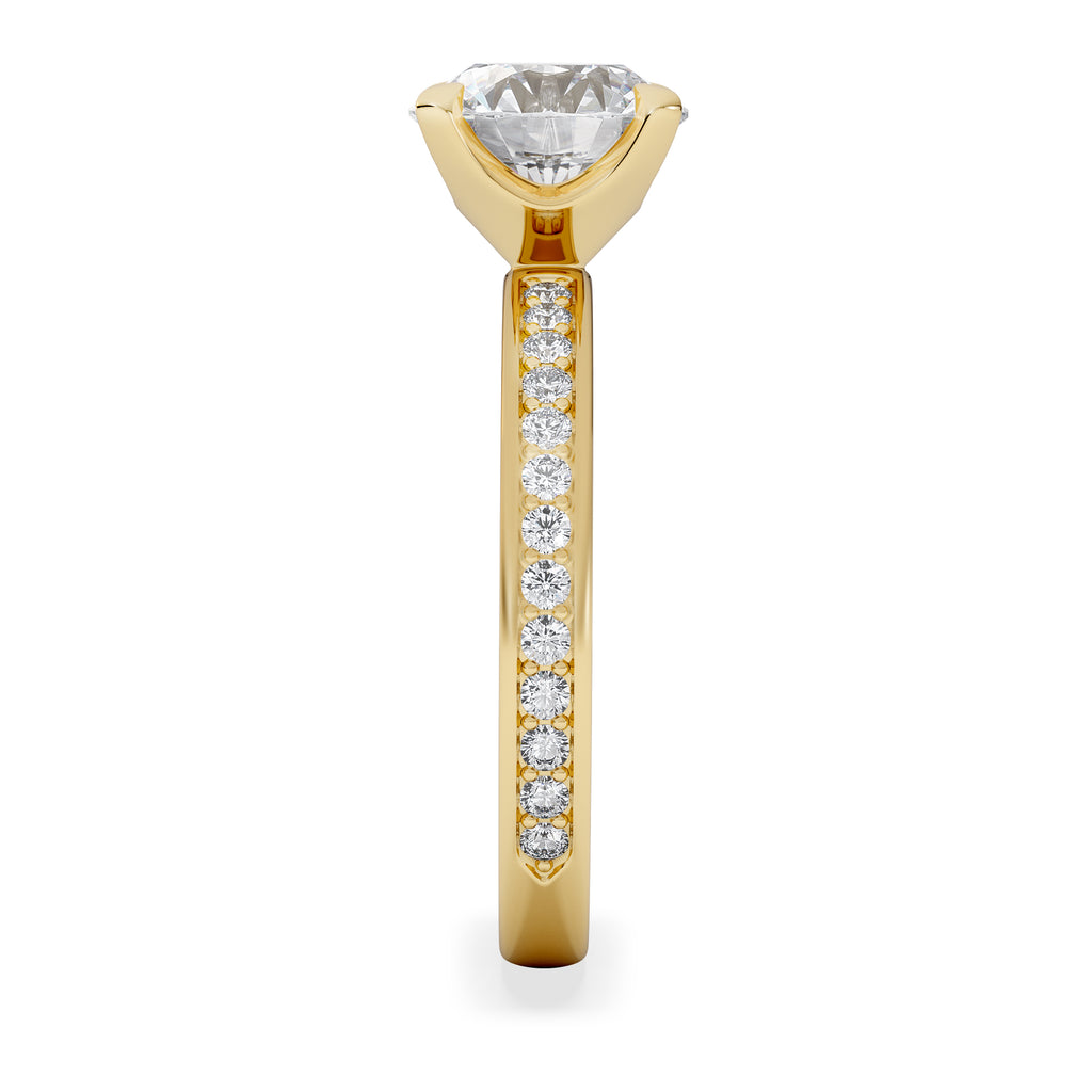 Origin 2.25ct Round Cut Lab Diamond Solitaire Engagement Ring with Side Stones in 18K Yellow Gold