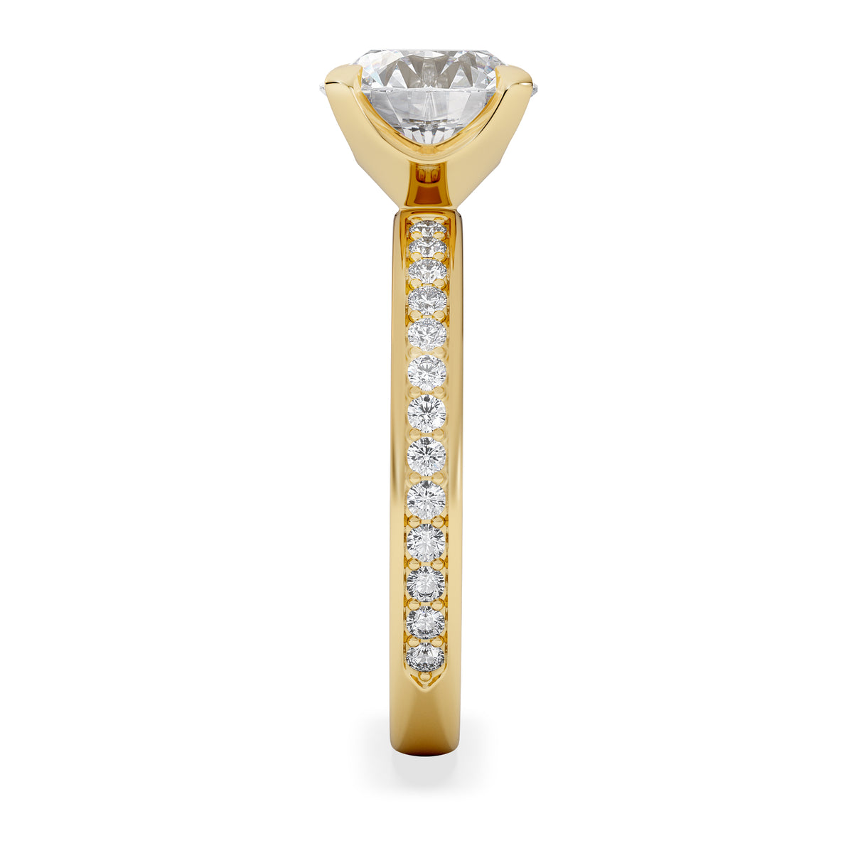 Origin 2.25ct Round Cut Lab Diamond Solitaire Engagement Ring with Side Stones in 18K Yellow Gold
