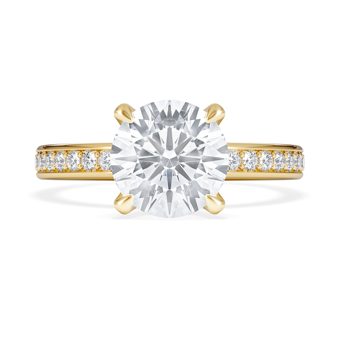 Origin 2.25ct Round Cut Lab Diamond Solitaire Engagement Ring with Side Stones in 18K Yellow Gold