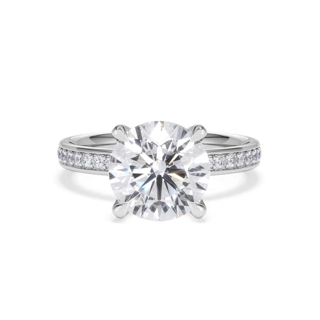 Origin 3.30ct Round Cut Lab Diamond Solitaire Engagement Ring with Side Stones in Platinum