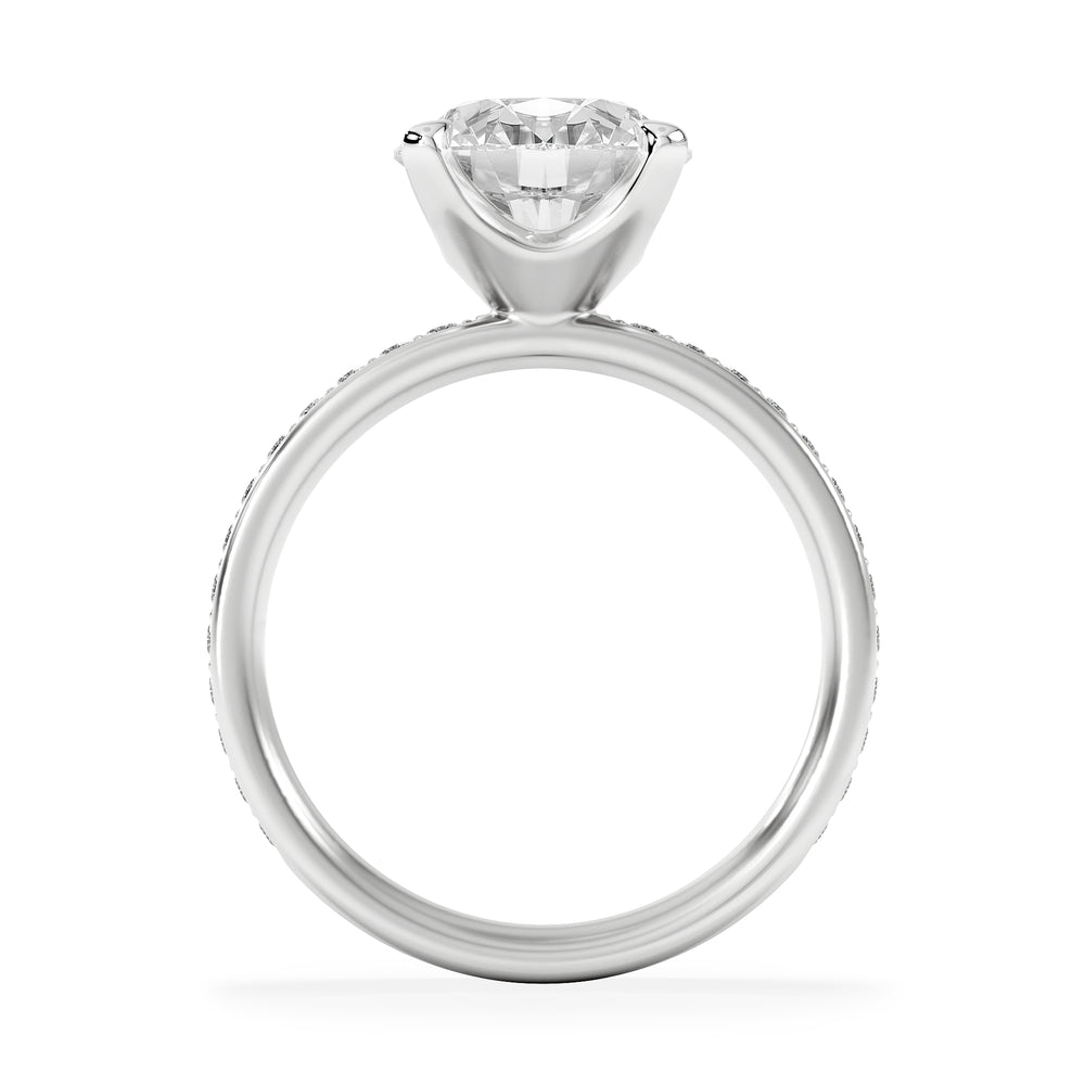 Origin 3.30ct Round Cut Lab Diamond Solitaire Engagement Ring with Side Stones in Platinum