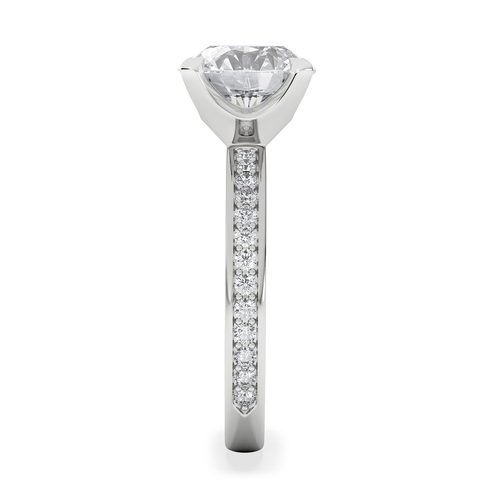 Origin 3.30ct Round Cut Lab Diamond Solitaire Engagement Ring with Side Stones in 18K White Gold