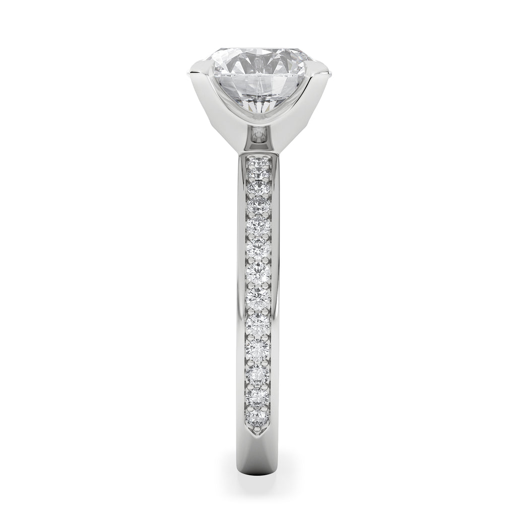 Origin 3.30ct Round Cut Lab Diamond Solitaire Engagement Ring with Side Stones in Platinum