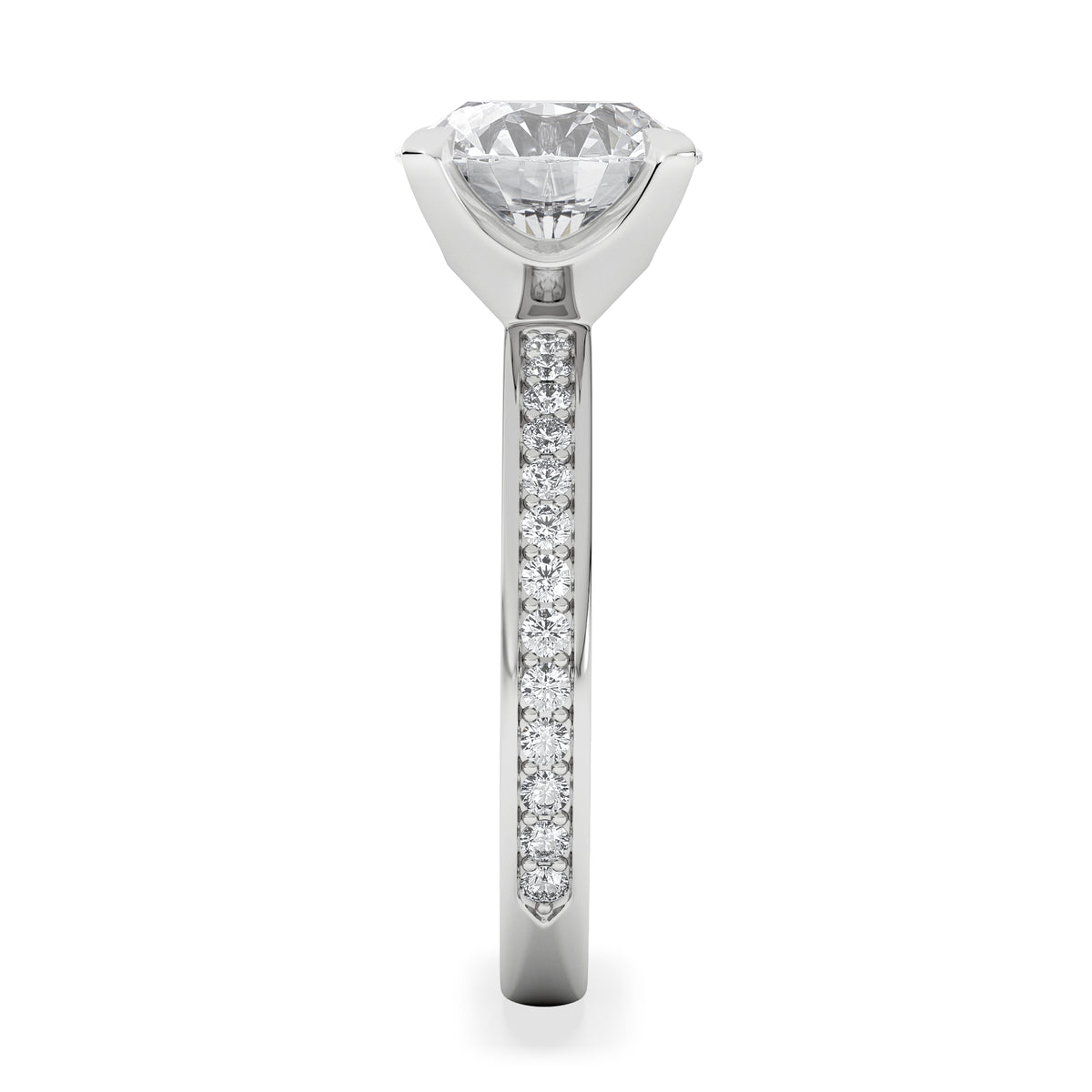 Origin 3.30ct Round Cut Lab Diamond Solitaire Engagement Ring with Side Stones in Platinum