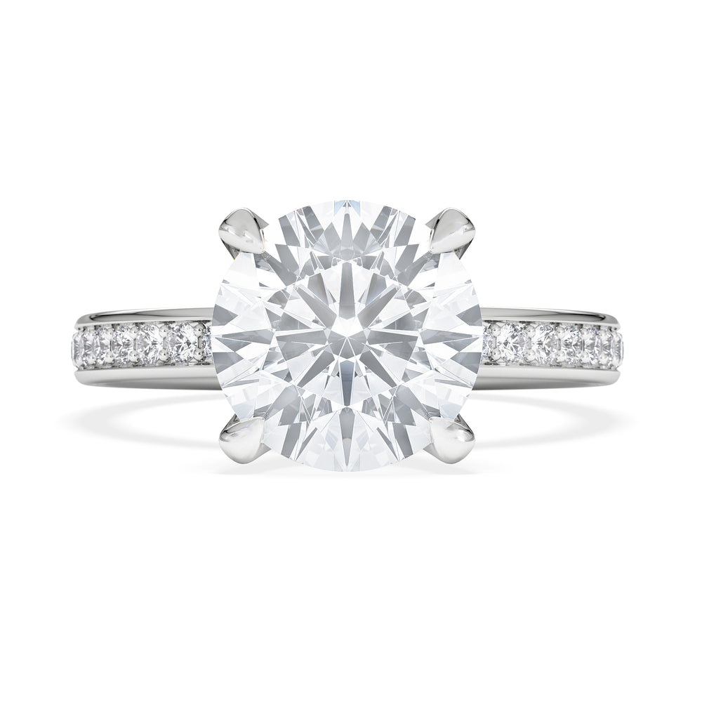 Origin 3.30ct Round Cut Lab Diamond Solitaire Engagement Ring with Side Stones in Platinum