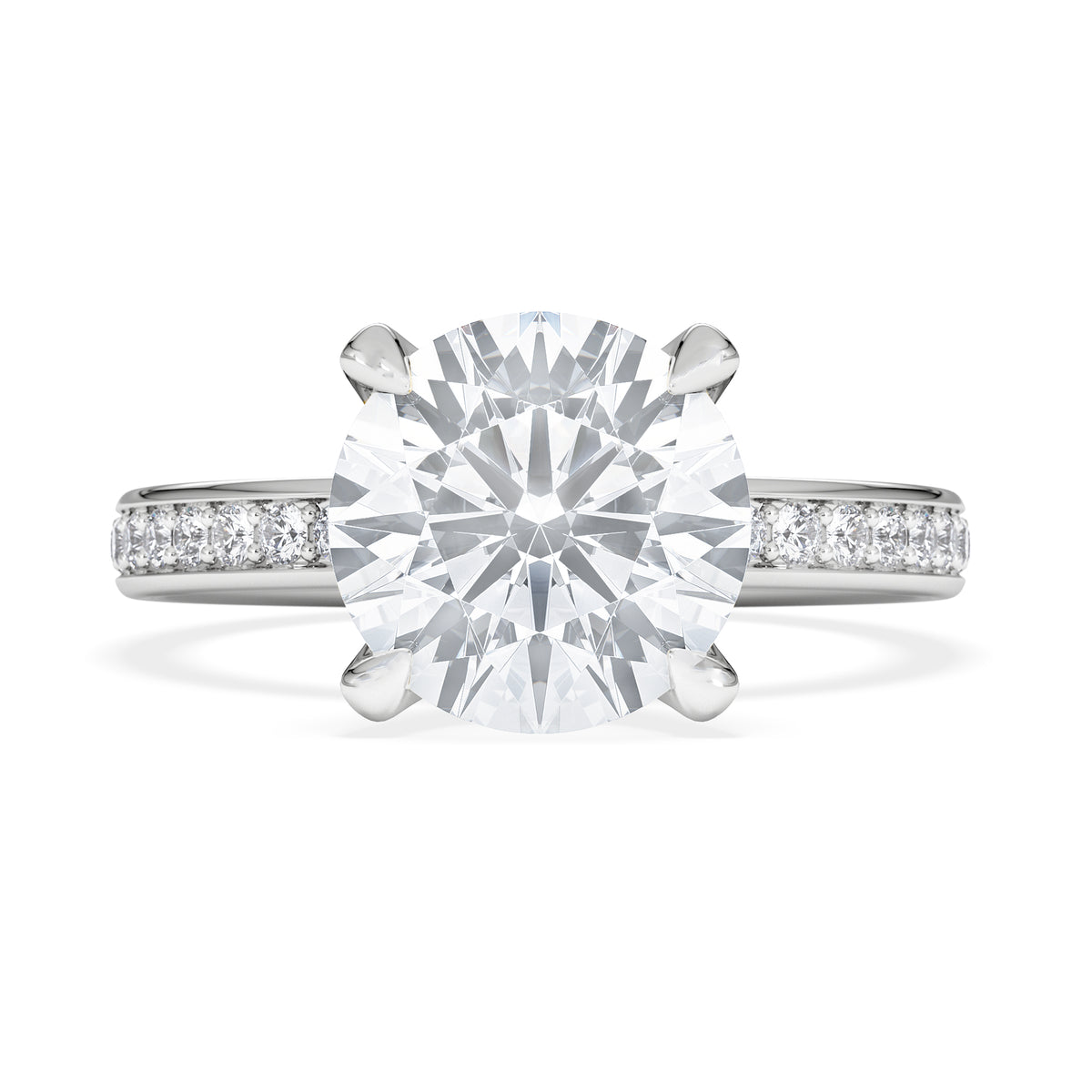 Origin 3.30ct Round Cut Lab Diamond Solitaire Engagement Ring with Side Stones in Platinum