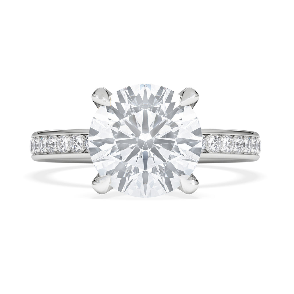 Origin 3.30ct Round Cut Lab Diamond Solitaire Engagement Ring with Side Stones in 18K White Gold
