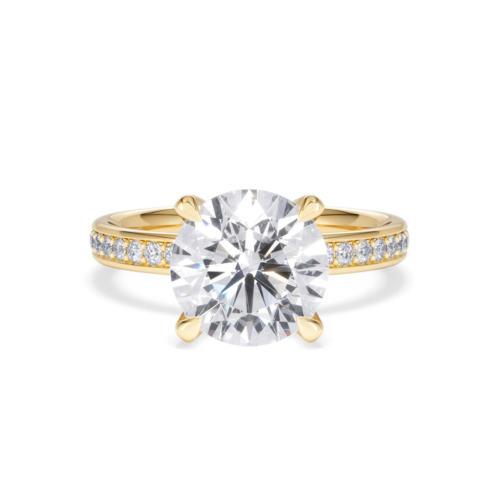 Origin 3.30ct Round Cut Lab Diamond Solitaire Engagement Ring with Side Stones in 18K Yellow Gold