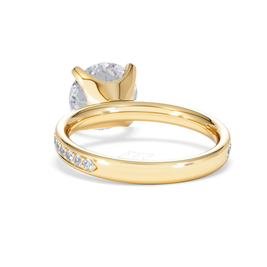 Origin 3.30ct Round Cut Lab Diamond Solitaire Engagement Ring with Side Stones in 18K Yellow Gold