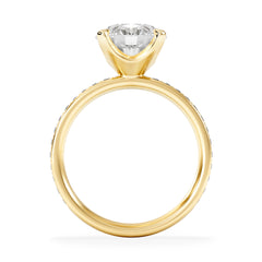 Origin 3.30ct Round Cut Lab Diamond Solitaire Engagement Ring with Side Stones in 18K Yellow Gold