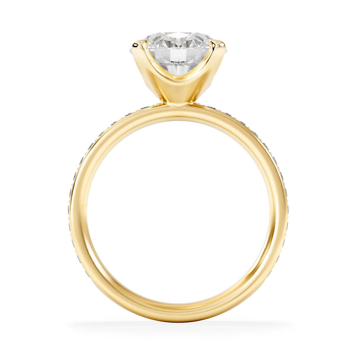 Origin 3.30ct Round Cut Lab Diamond Solitaire Engagement Ring with Side Stones in 18K Yellow Gold