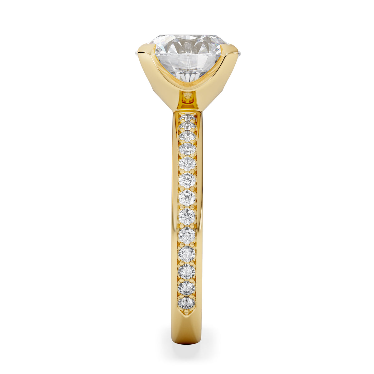 Origin 3.30ct Round Cut Lab Diamond Solitaire Engagement Ring with Side Stones in 18K Yellow Gold