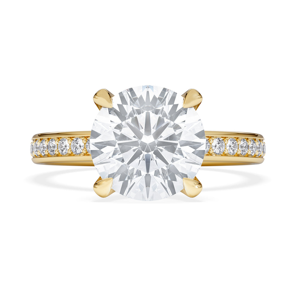 Origin 3.30ct Round Cut Lab Diamond Solitaire Engagement Ring with Side Stones in 18K Yellow Gold