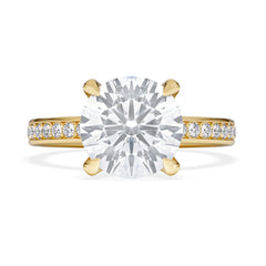 Origin 3.30ct Round Cut Lab Diamond Solitaire Engagement Ring with Side Stones in 18K Yellow Gold