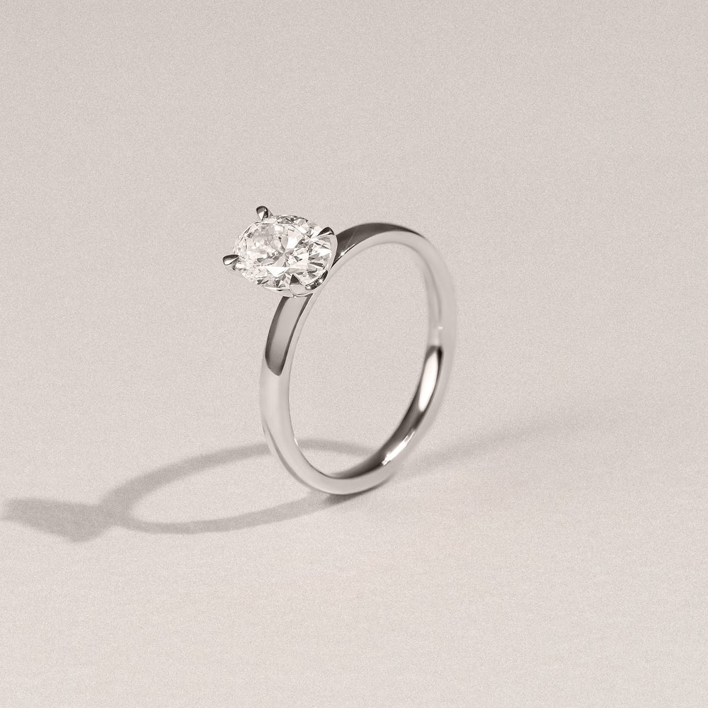 Origin 1.00ct Oval Cut Lab Diamond Solitaire Engagement Ring in 18K White Gold