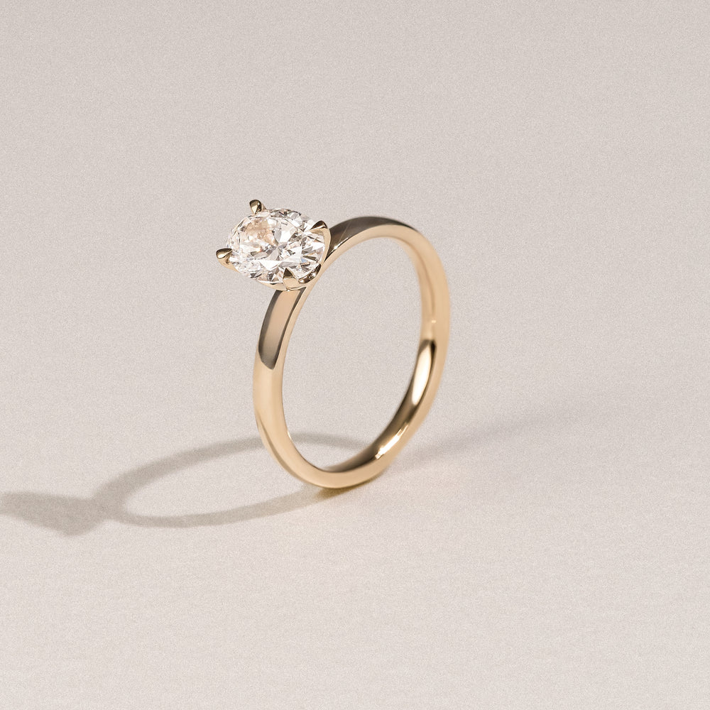 Origin 1.00ct Oval Cut Lab Diamond Solitaire Engagement Ring in 18K Yellow Gold