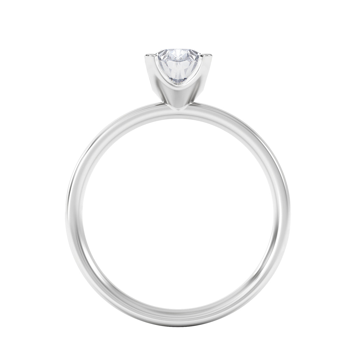 Origin 1.00ct Oval Cut Lab Diamond Solitaire Engagement Ring in 18K White Gold