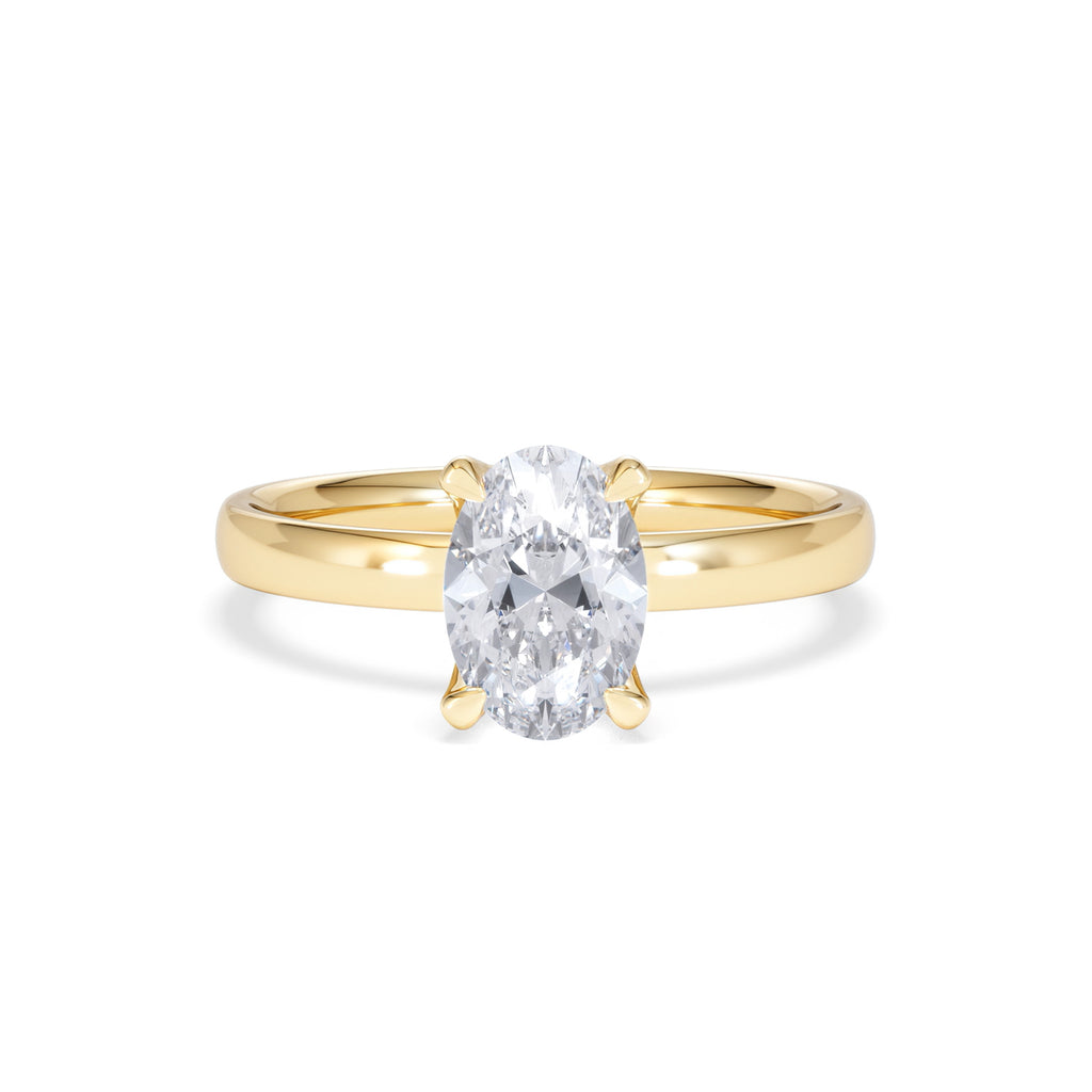 Origin 1.00ct Oval Cut Lab Diamond Solitaire Engagement Ring in 18K Yellow Gold