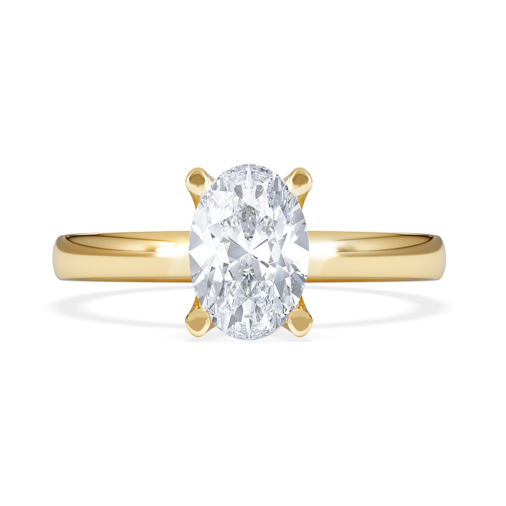 Origin 1.00ct Oval Cut Lab Diamond Solitaire Engagement Ring in 18K Yellow Gold