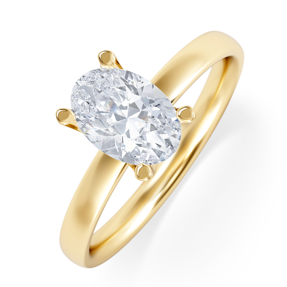 Origin 1.00ct Oval Cut Lab Diamond Solitaire Engagement Ring in 18K Yellow Gold