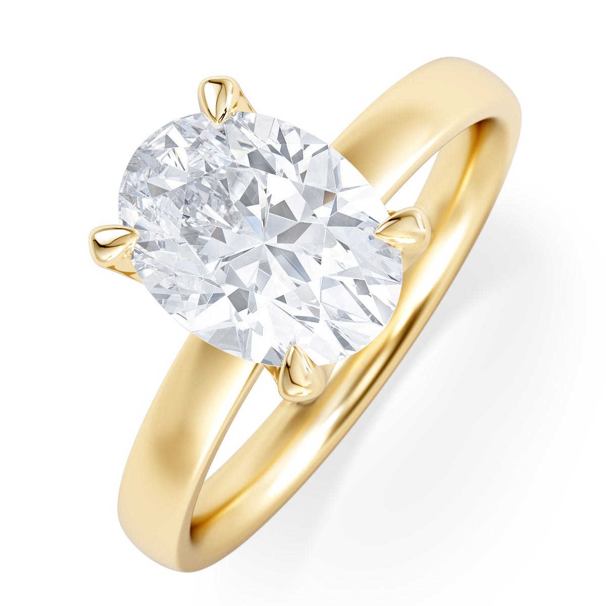 Origin 2.00ct Oval Cut Lab Diamond Solitaire Engagement Ring in 18K Yellow Gold