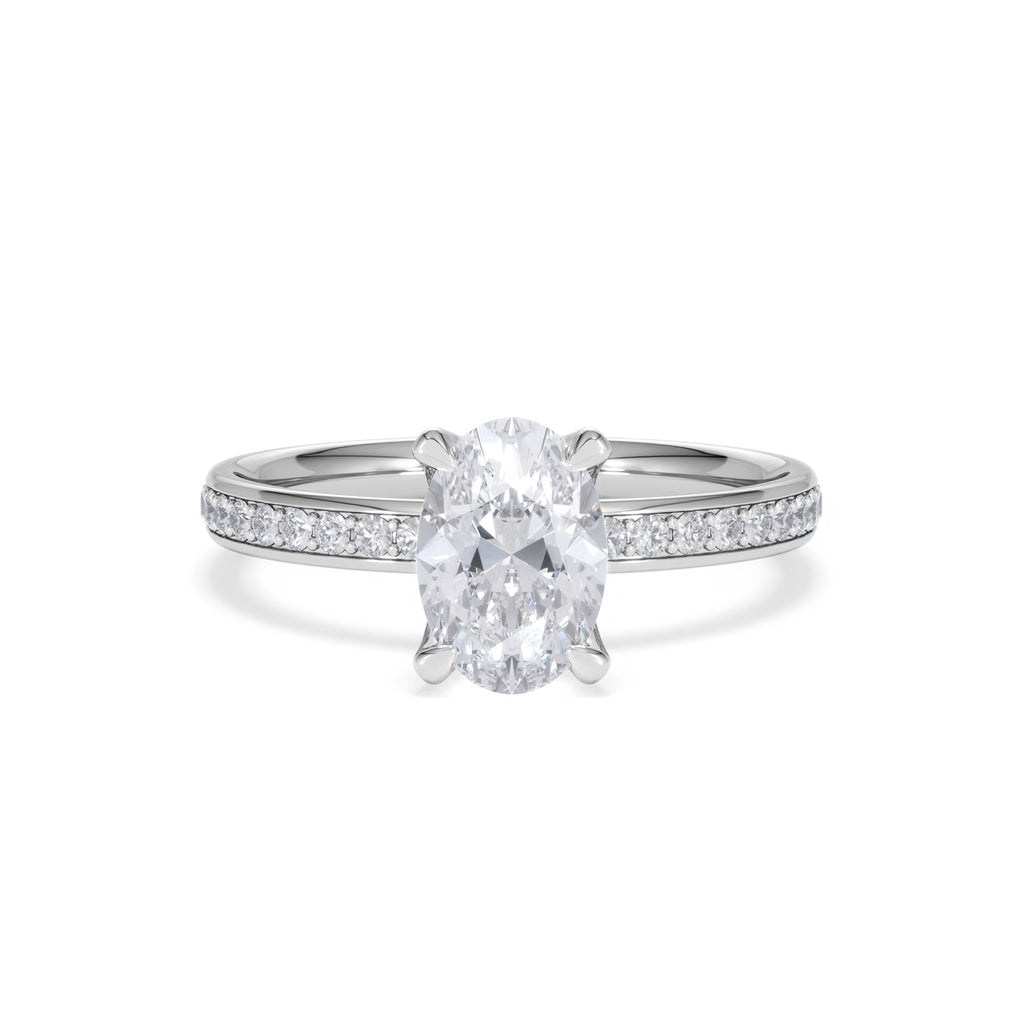 Origin 1.25ct Oval Cut Lab Diamond Solitaire Engagement Ring with Side Stones in Platinum