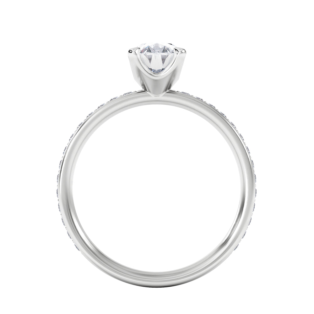 Origin 1.25ct Oval Cut Lab Diamond Solitaire Engagement Ring with Side Stones in Platinum