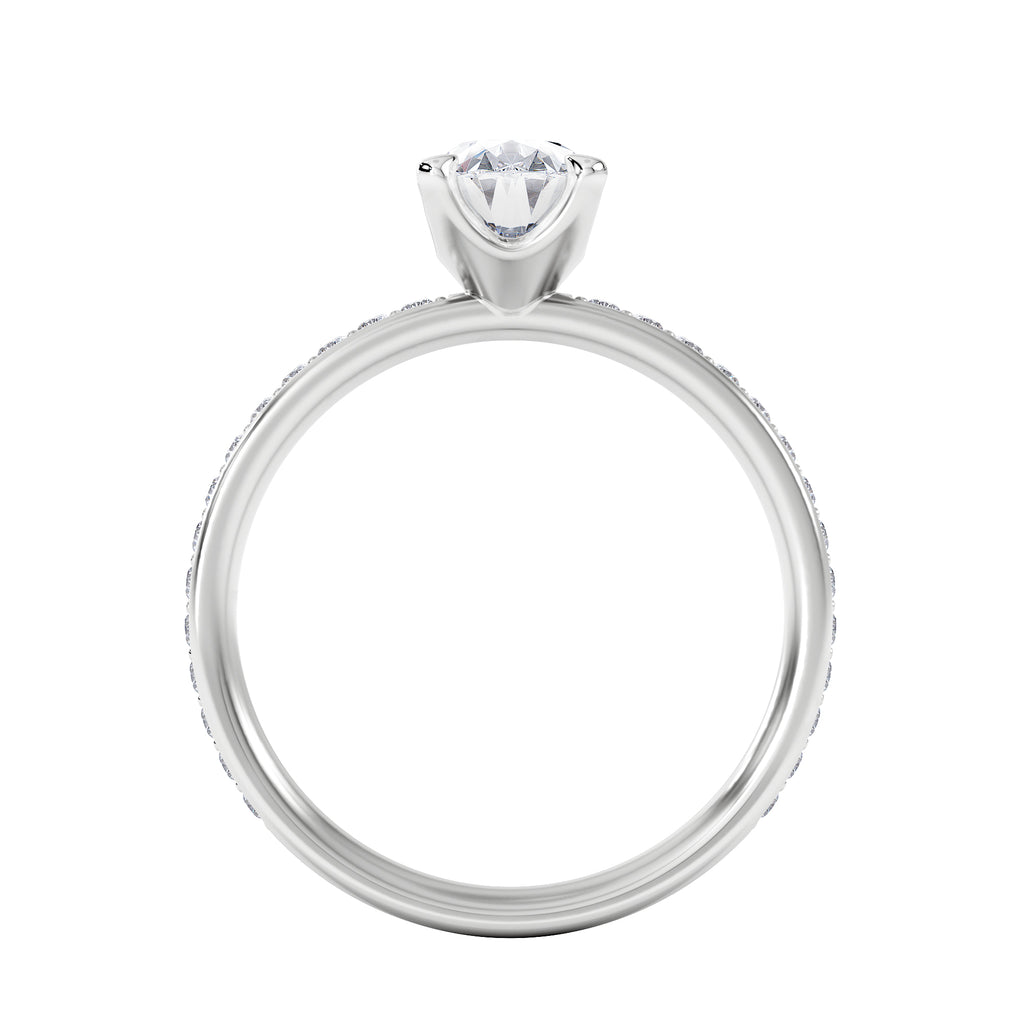Origin 1.25ct Oval Cut Lab Diamond Solitaire Engagement Ring with Side Stones in 18K White Gold