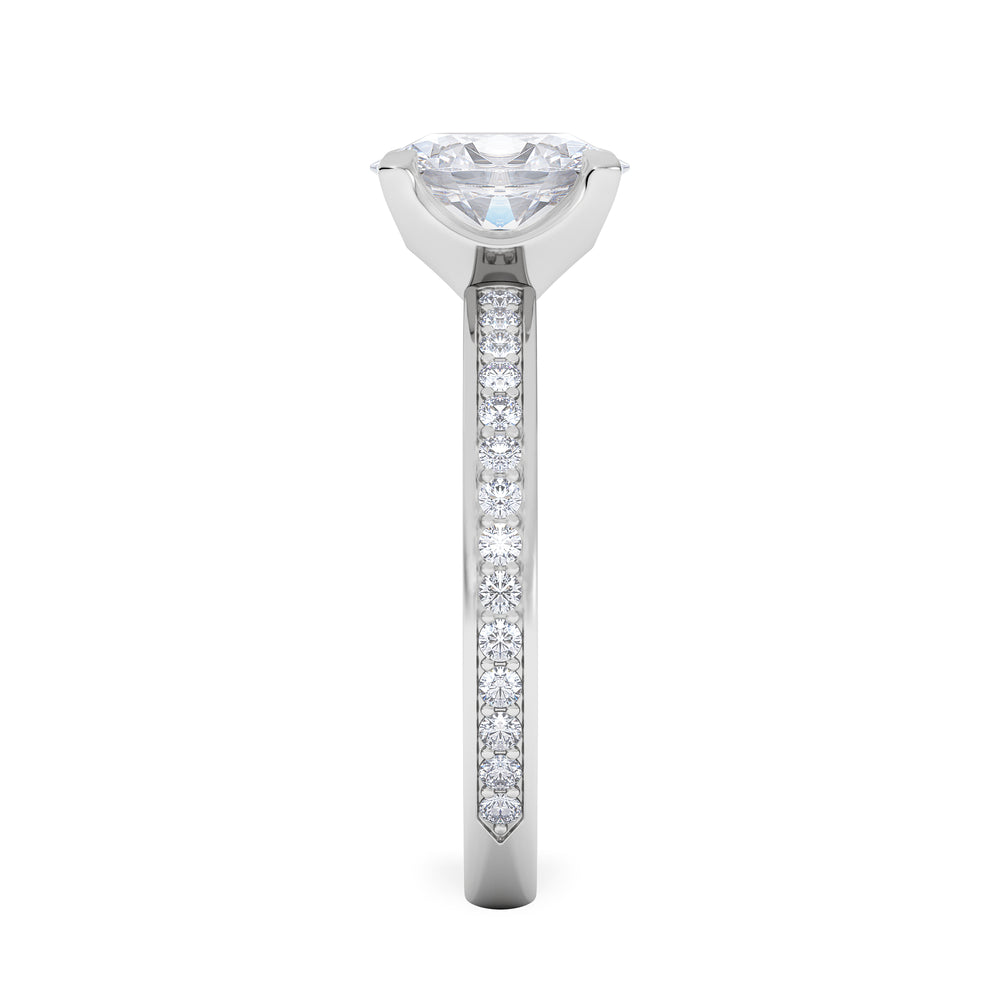 Origin 1.25ct Oval Cut Lab Diamond Solitaire Engagement Ring with Side Stones in Platinum