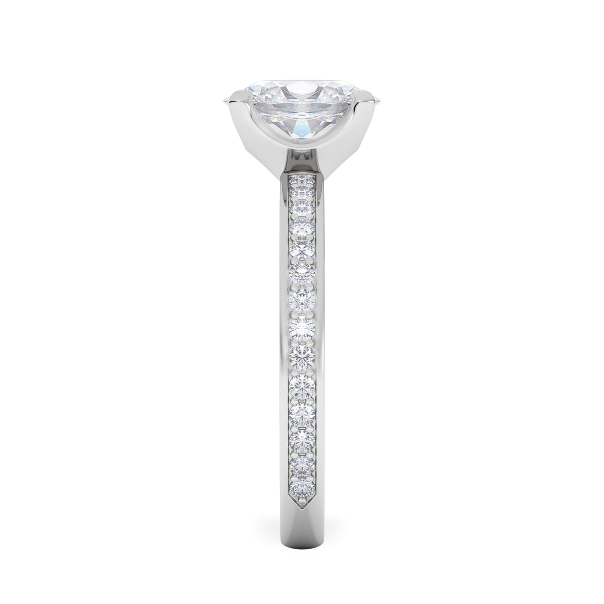 Origin 1.25ct Oval Cut Lab Diamond Solitaire Engagement Ring with Side Stones in Platinum