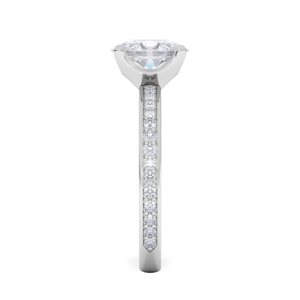 Origin 1.25ct Oval Cut Lab Diamond Solitaire Engagement Ring with Side Stones in 18K White Gold