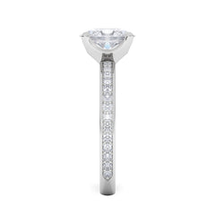 Origin 1.25ct Oval Cut Lab Diamond Solitaire Engagement Ring with Side Stones in 18K White Gold