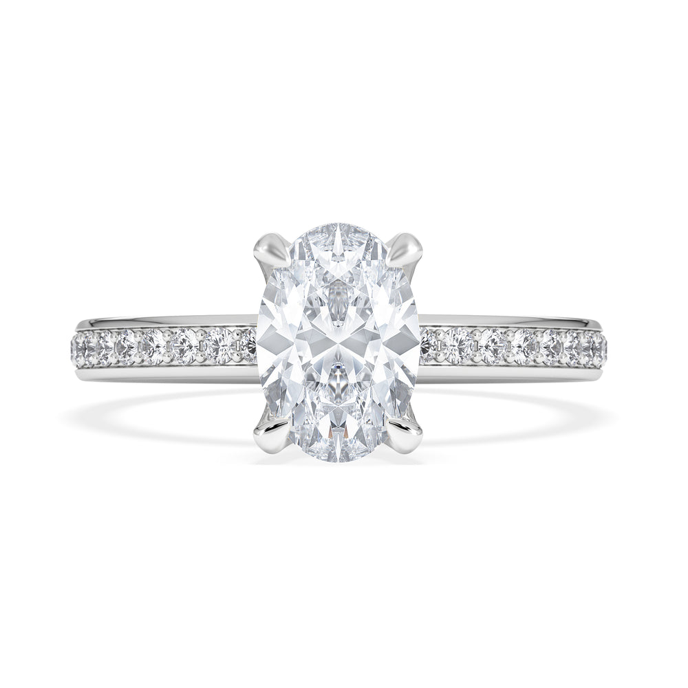 Origin 1.25ct Oval Cut Lab Diamond Solitaire Engagement Ring with Side Stones in Platinum