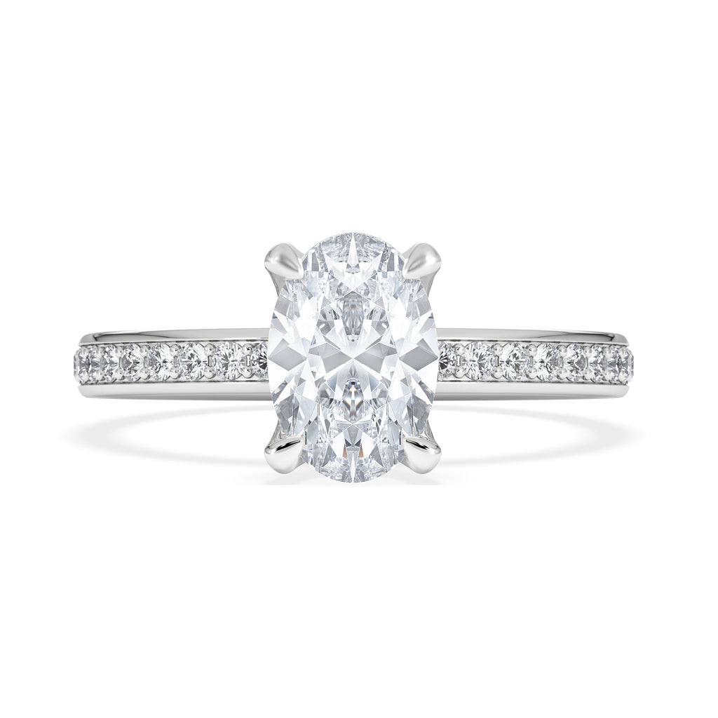 Origin 1.25ct Oval Cut Lab Diamond Solitaire Engagement Ring with Side Stones in Platinum