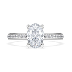 Origin 1.25ct Oval Cut Lab Diamond Solitaire Engagement Ring with Side Stones in Platinum
